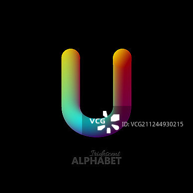 3D彩虹渐变字母U图片素材