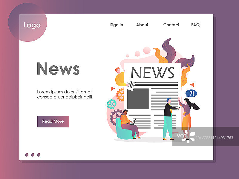 新闻网站着陆页设计模板图片素材