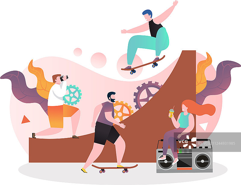 用于Web Banner的滑板概念图片素材