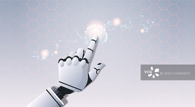 机器人手触摸抽象虚拟用户图片素材