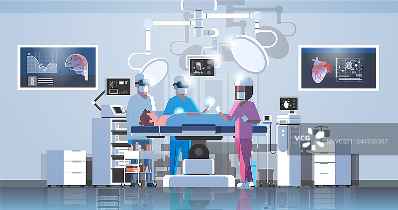 外科医生团队在手术中围绕病人图片素材