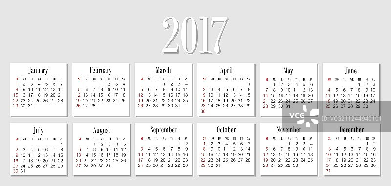 简约2017年日历图片素材