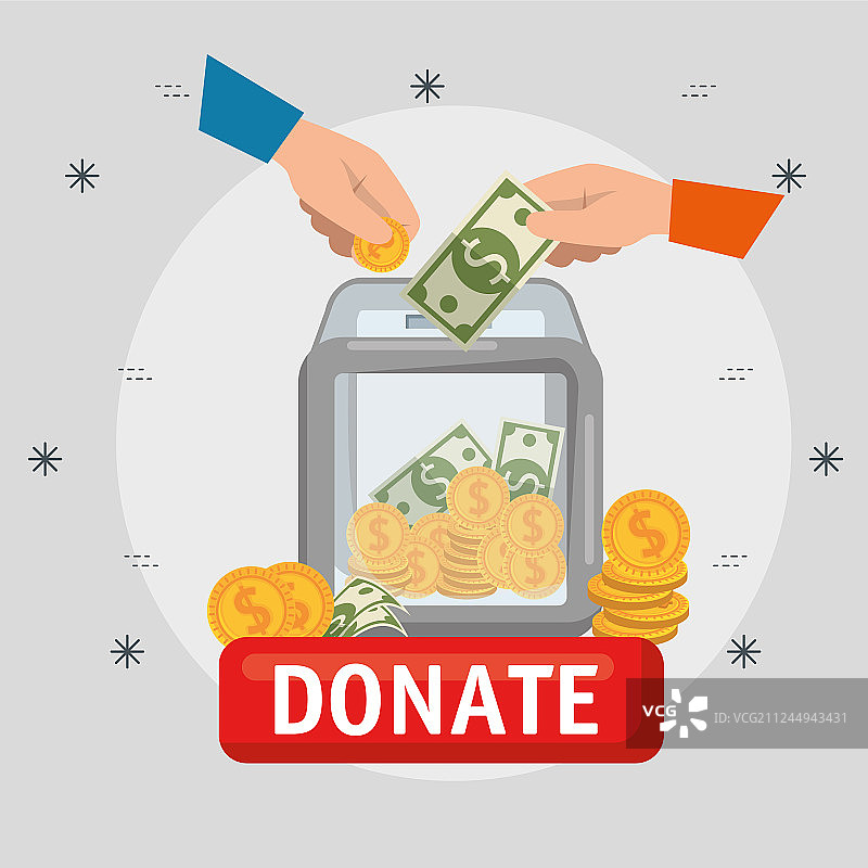 带有钱币的慈善捐款箱图片素材