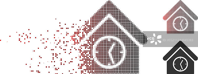 渐变像素时钟建筑图标图片素材