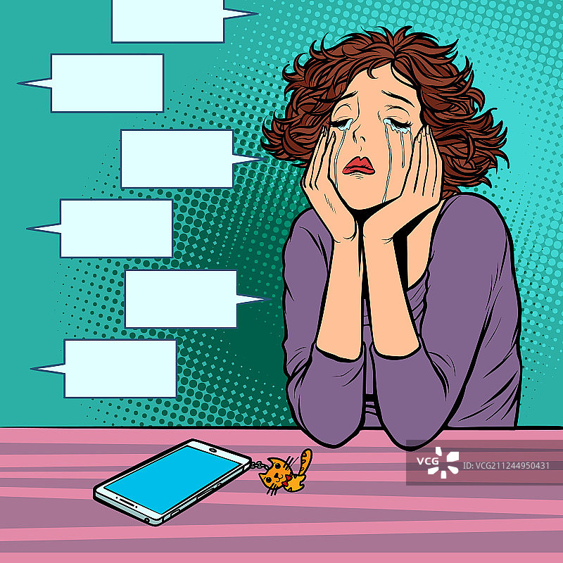 信使中零消息孤独不开心的女人图片素材