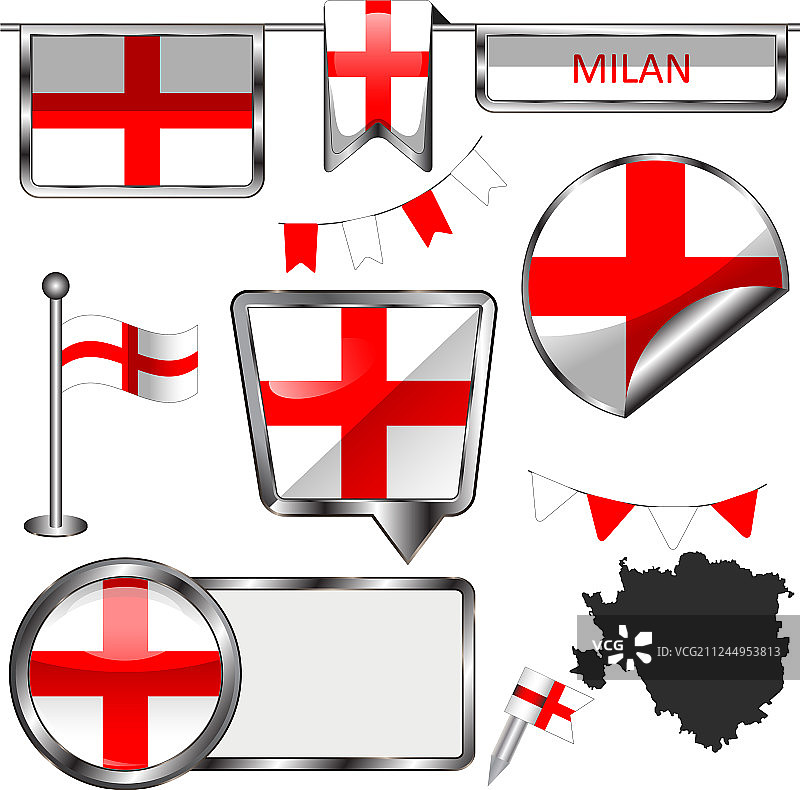 米兰旗帜光泽图标图片素材