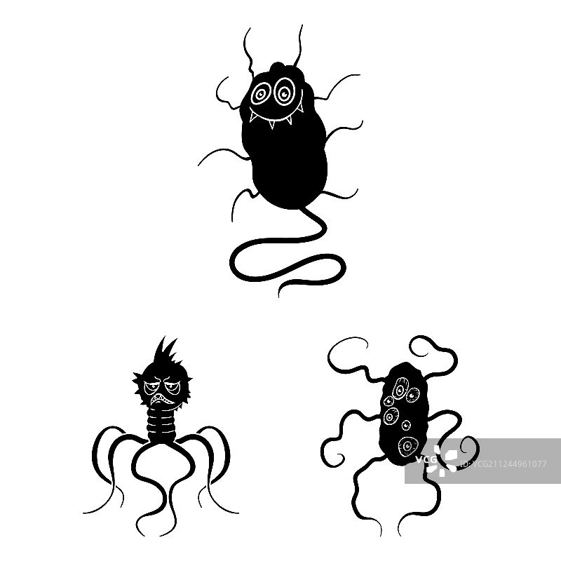有趣的微生物黑色图标种类图片素材