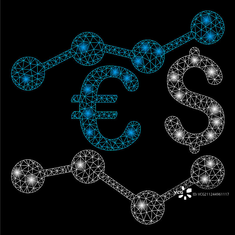 带闪光的明亮网状线框货币趋势图片素材
