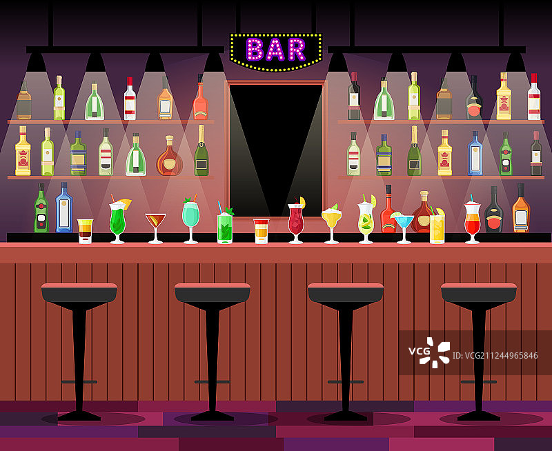 摆满酒精饮品的吧台图片素材