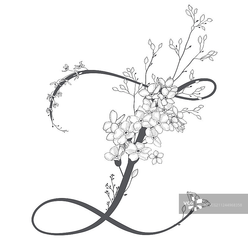 手绘花卉Z字母图案标志图片素材