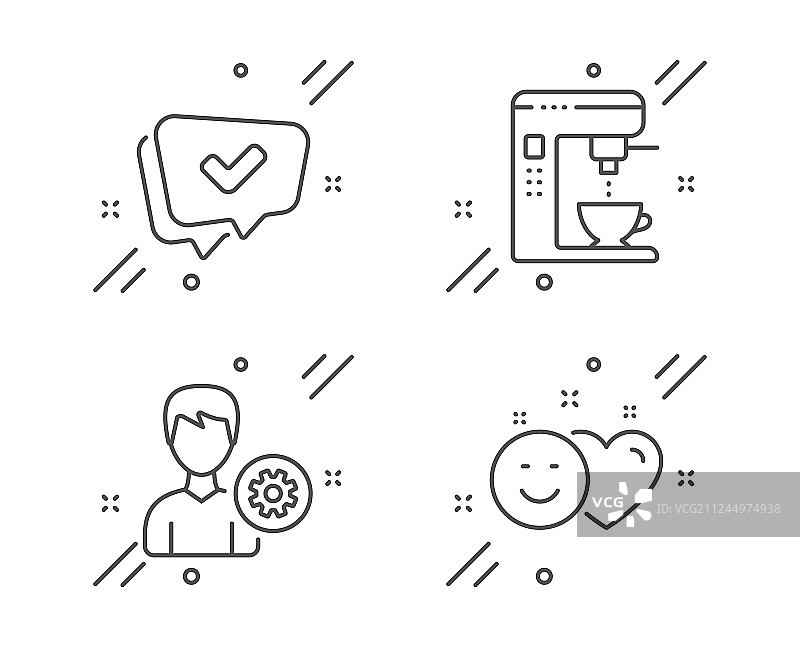 咖啡机支持和批准图标集图片素材