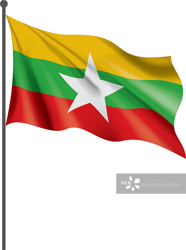 缅甸国旗上有白色图片素材