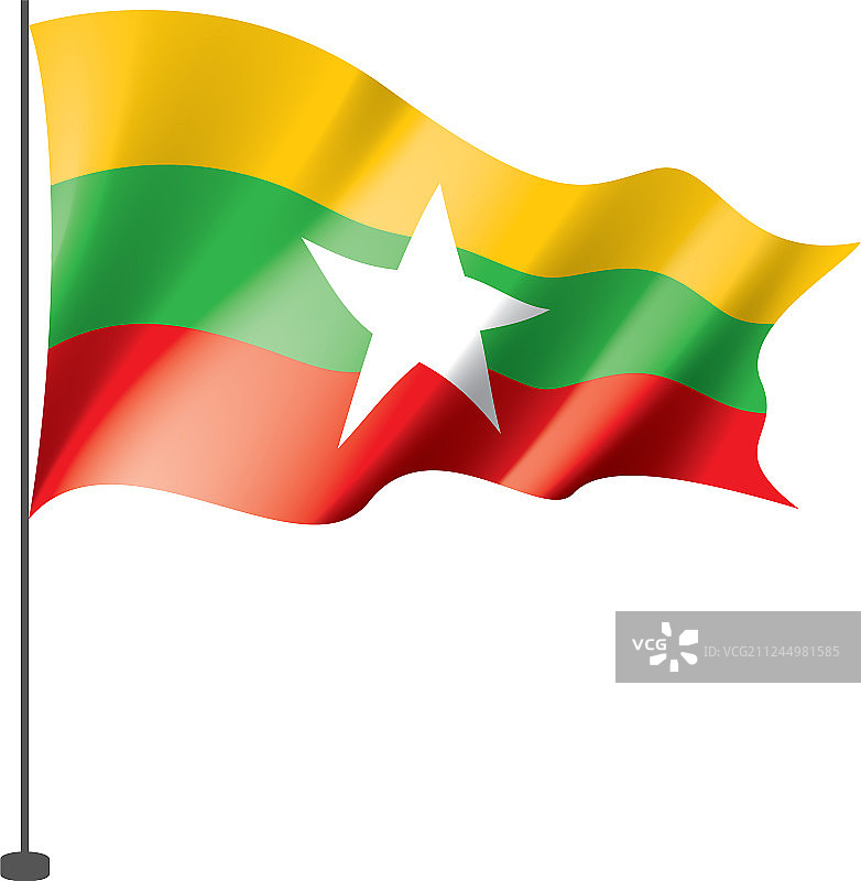 缅甸国旗上有白色图片素材