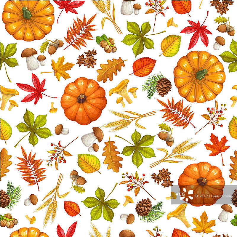 无缝图案与秋叶图片素材