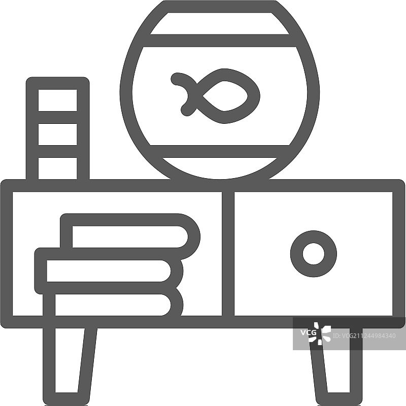 床头柜鱼缸线性图标图片素材