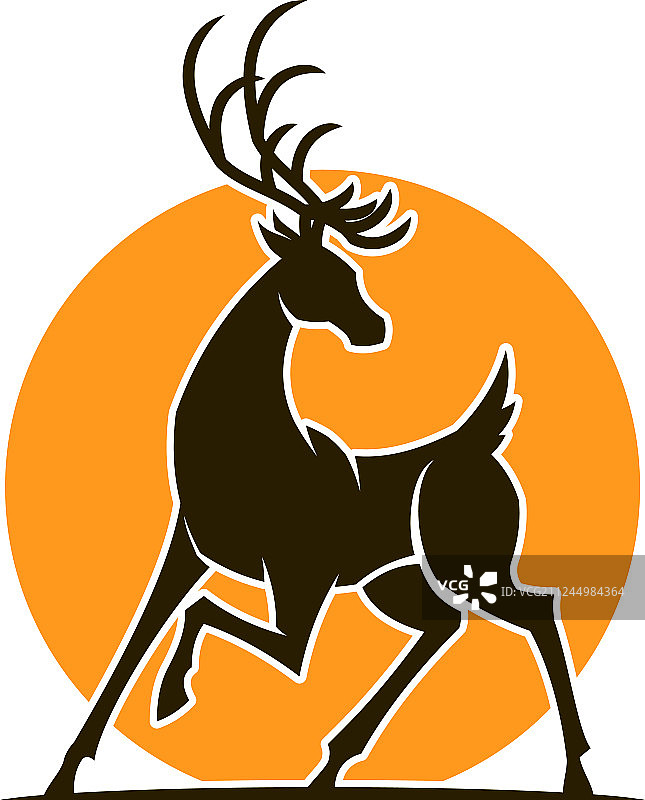 日落时分鹿的轮廓剪影图标图片素材