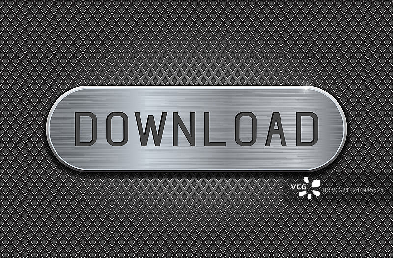 穿孔铁板上的金属下载按钮图片素材