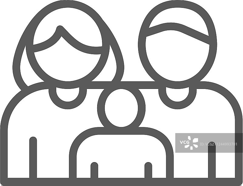 家庭父母孩子线条图标图片素材