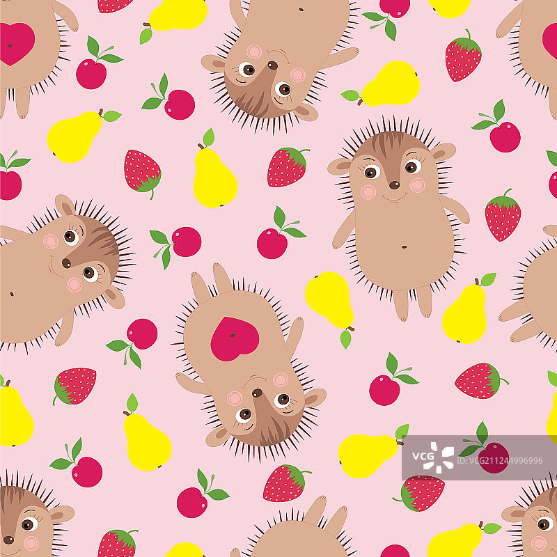 有趣的微笑刺猬无缝图案图片素材