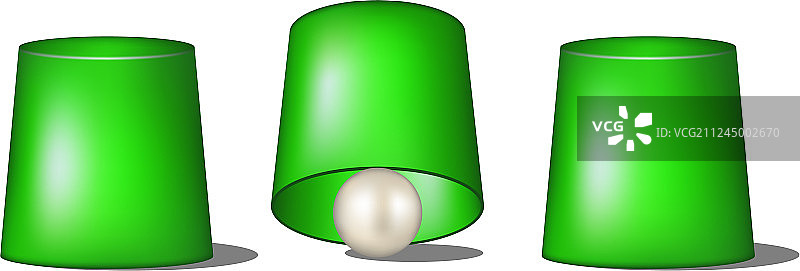 绿色杯子和球的顶针游戏图片素材