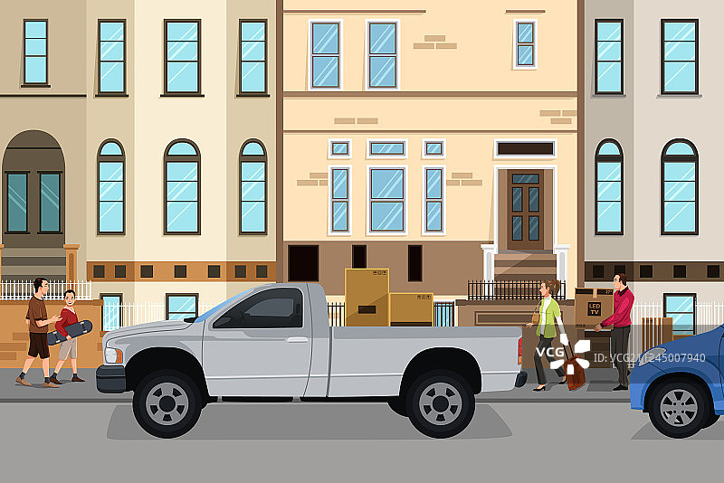 情侣搬家装车图片素材