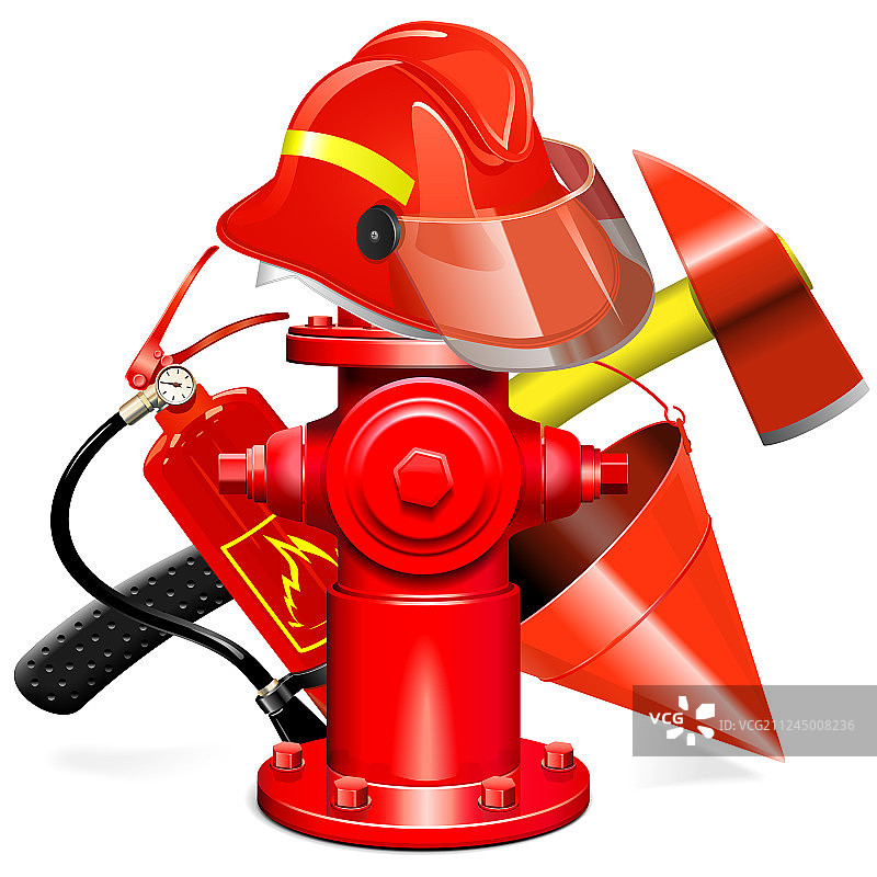 带消防栓的防火设备概念图片素材