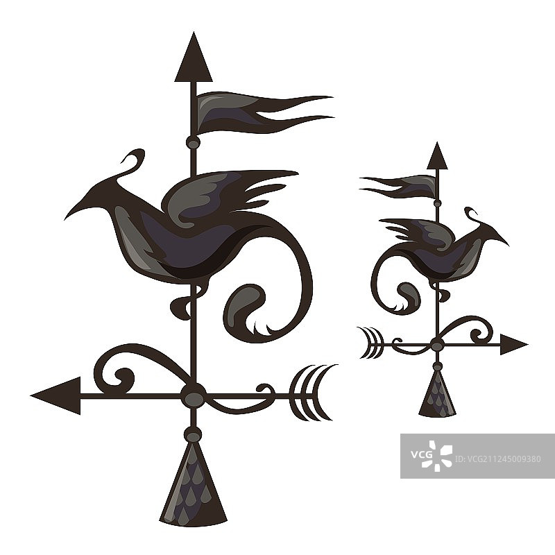 鸟形的锻铁风向标图片素材