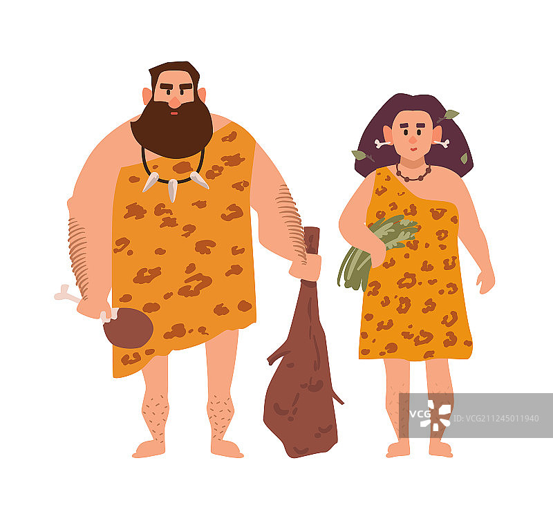 穿着原始服饰的男女图片素材