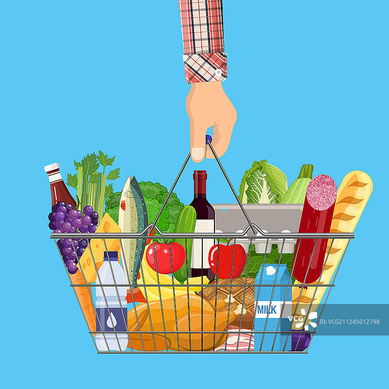 装满食品的购物篮图片素材