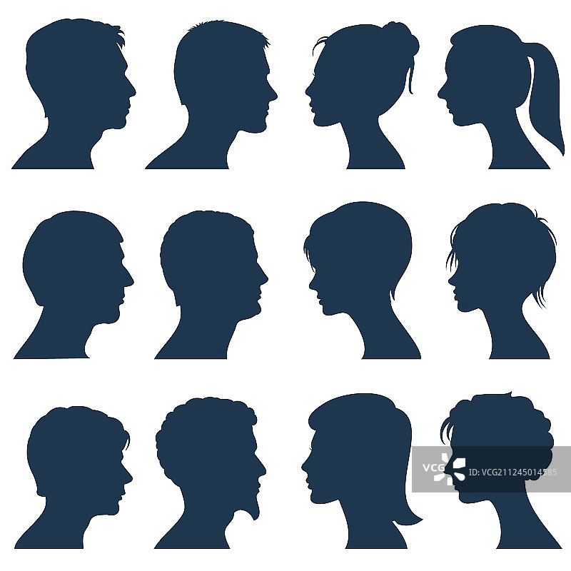 男人和女人侧面剪影图片素材