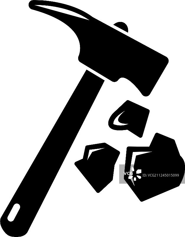 手持锤子挖掘图标（简约风格）图片素材