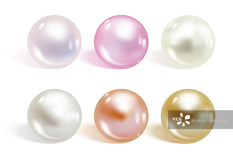逼真细节的不同颜色珍珠图片素材