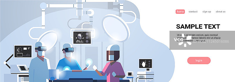 戴虚拟现实眼镜的外科医疗团队图片素材