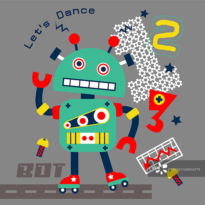 街头卡通舞蹈机器人图片素材
