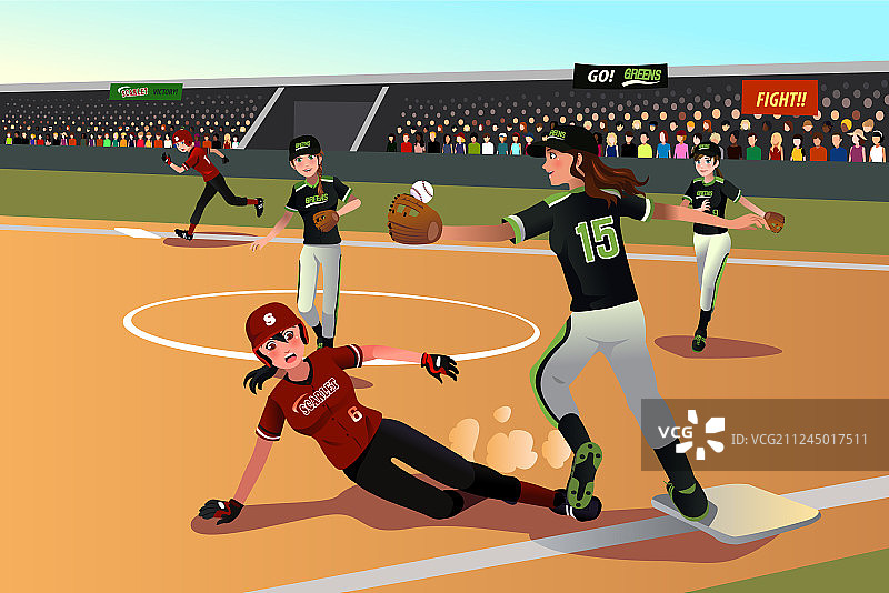 女人们在打垒球图片素材