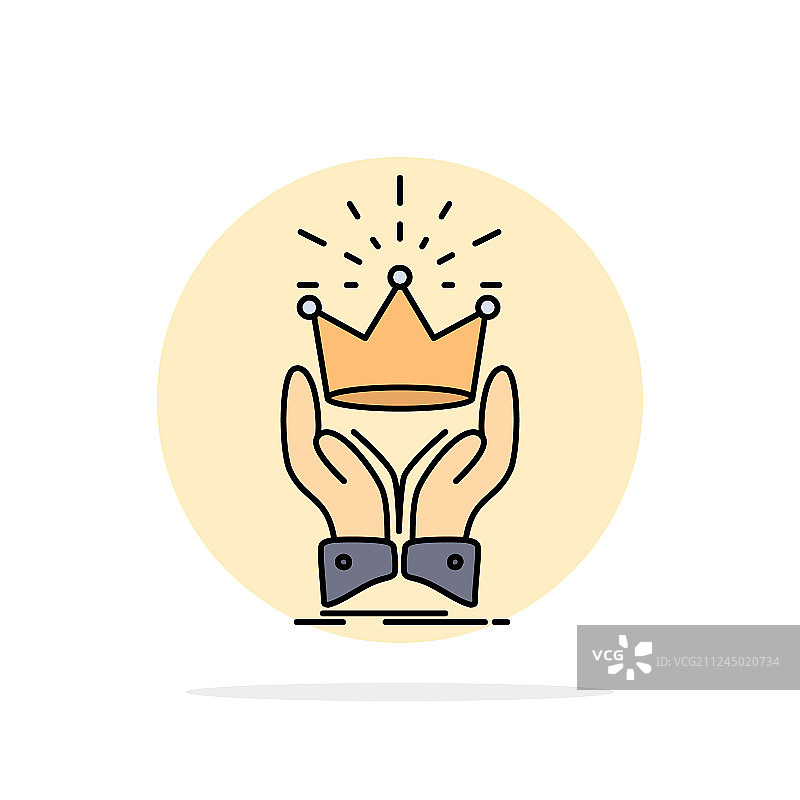 皇冠荣誉国王市场皇家扁平彩色图标图片素材