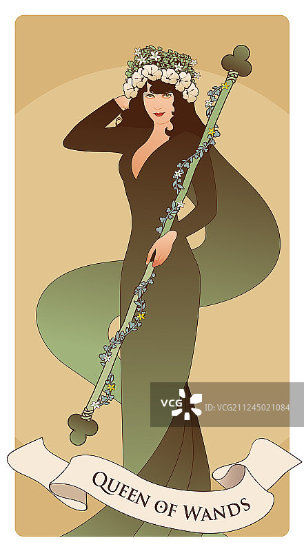 手持权杖、头戴花冠的权杖皇后图片素材