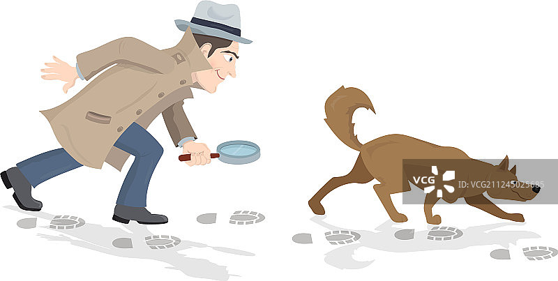 带放大镜的侦探卡通图片素材