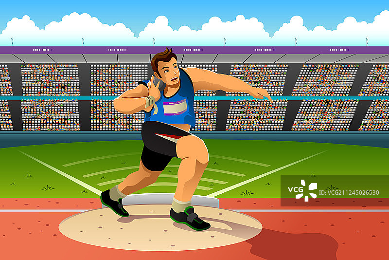 铅球比赛中的铅球运动员图片素材