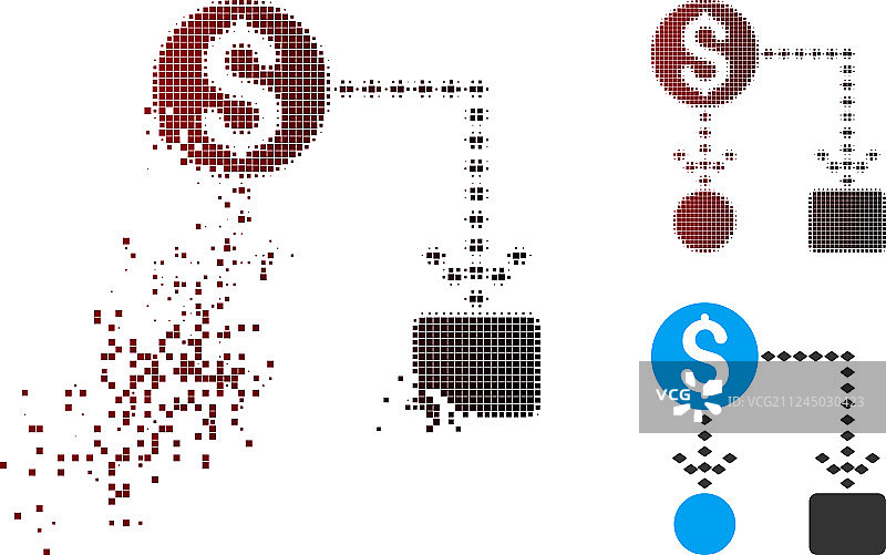 像素溶解风格现金流示意图图标图片素材