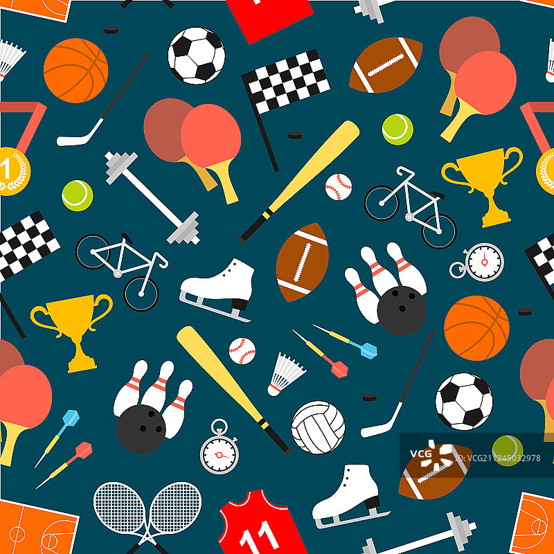 运动器材用品无缝图案图片素材