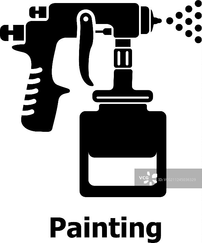 喷枪图标简约黑色风格图片素材