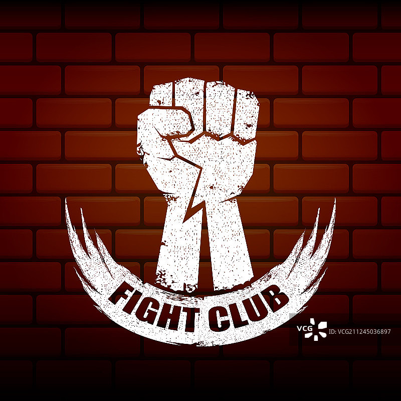 带有黑色纹理的搏击俱乐部标志或标签图片素材