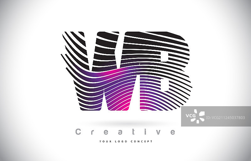 WB字母标志设计，斑马纹理图片素材