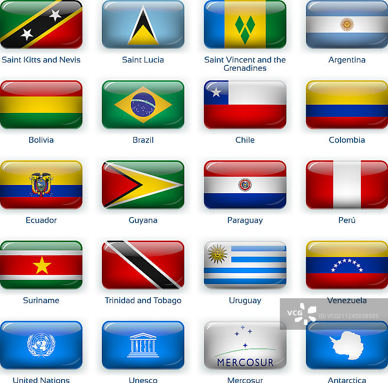 二十个美国风格的旗帜按钮套装图片素材