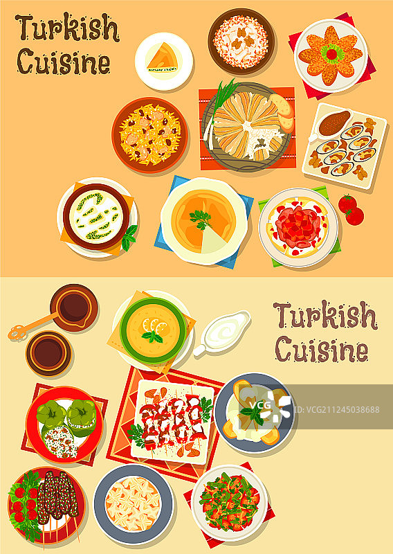 土耳其美食传统晚餐菜肴图标图片素材
