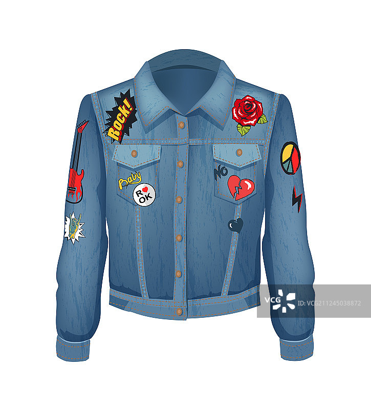夹克上的摇滚音乐徽章图片素材