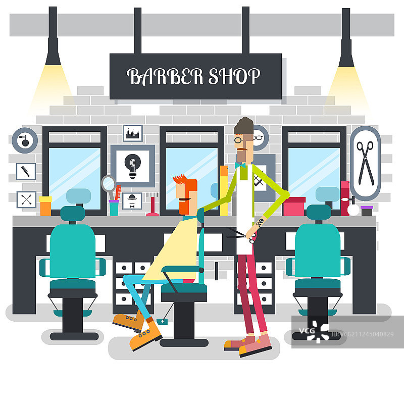 理发师修剪客户时尚图片素材