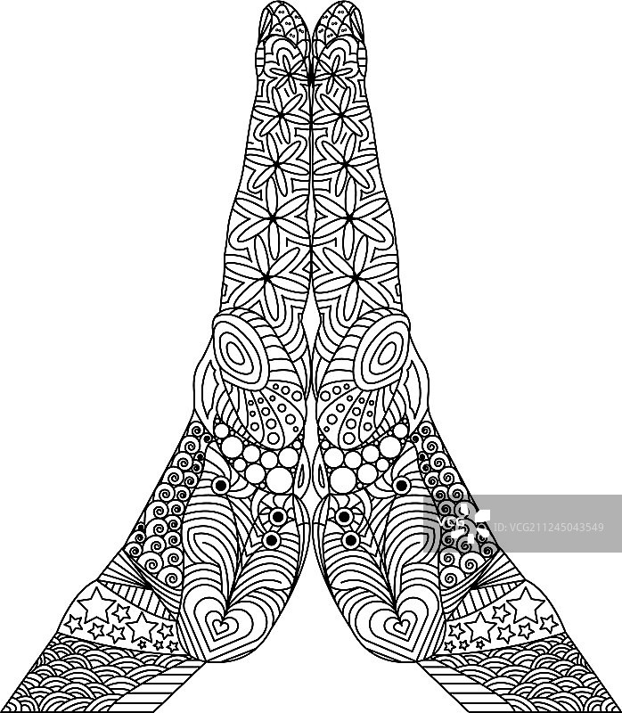 祈祷或求神的手势禅绕画图片素材