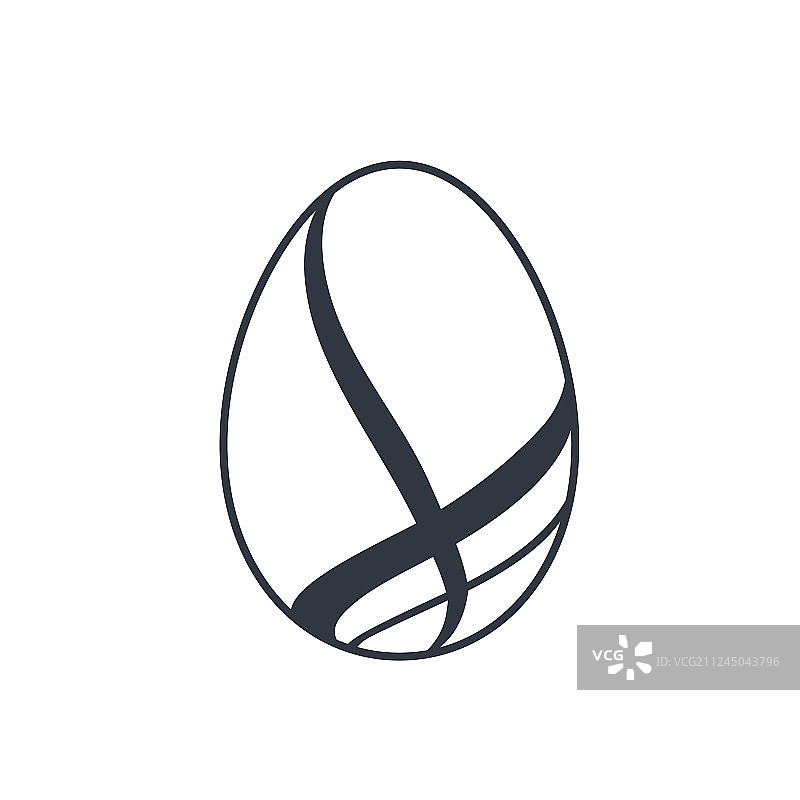 黑色复活节彩蛋图标，白色背景图片素材